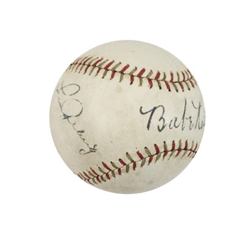 Incredible Babe Ruth & Lou Gehrig Dual Signed Baseball with 1927 Provenance 